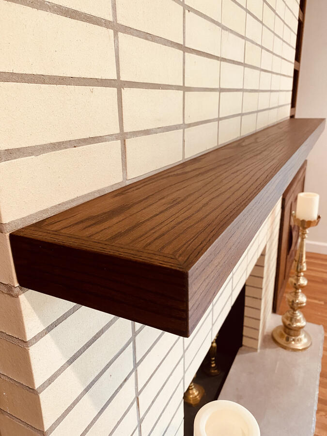 Custom Solid Oak Mantel w/ Dark Walnut Stain