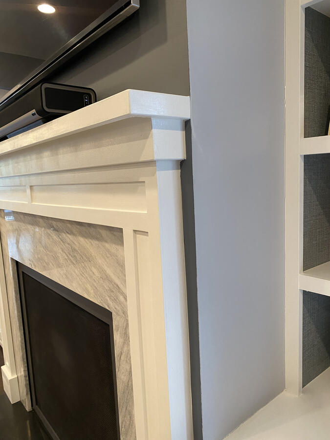 Custom Fireplace Surround added to existing stone