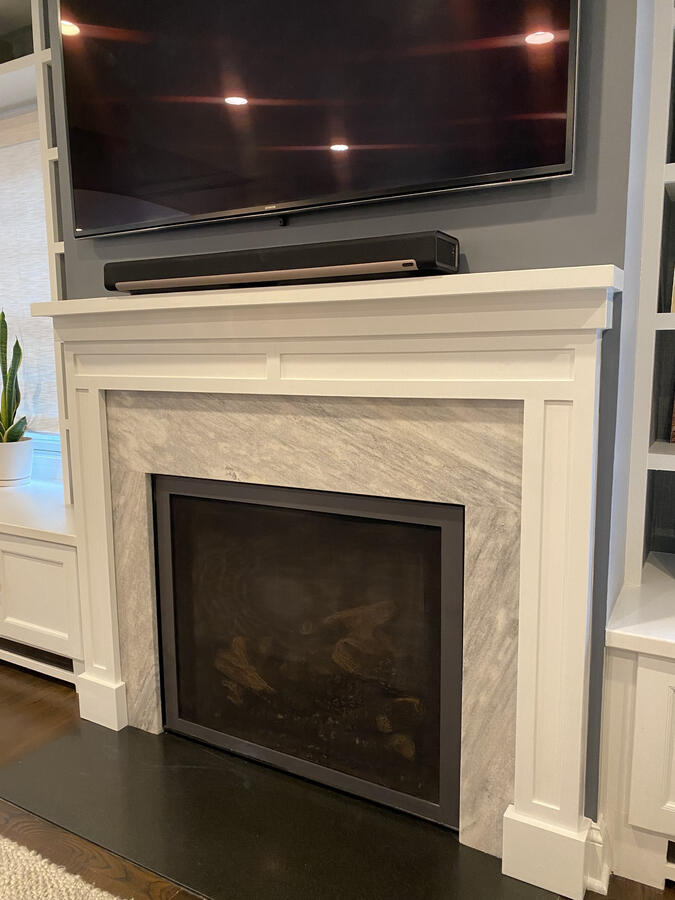 Custom Fireplace Surround added to existing stone