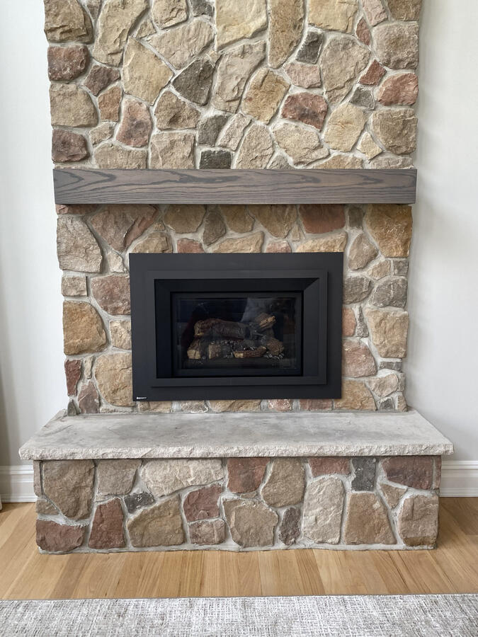 Custom Solid Oak Mantel w/ Gray Stain